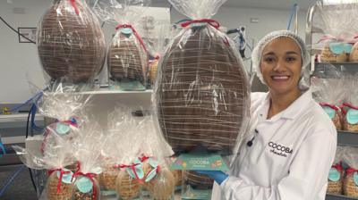 nina with a big easter egg