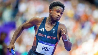 Jeremiah Azu in action at the 2024 Olympic Games