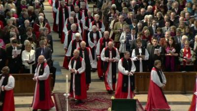 Bishop's walking in an Anglican Church