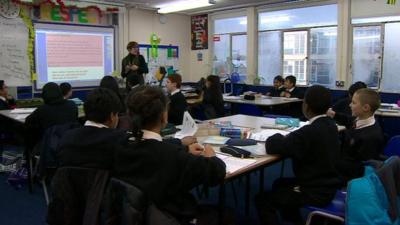 Children being taught in the classroom