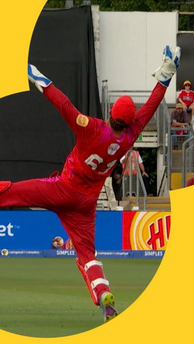 Phil Salt stretches to make impressive catch