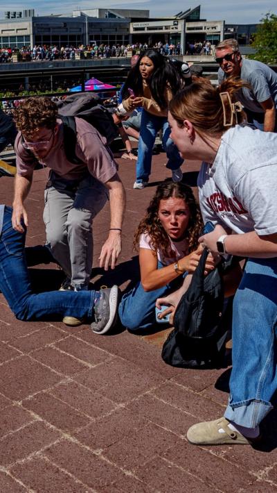People flee after the shooting