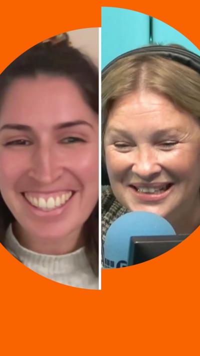 Split screen of The Traitors' Charlotte and Joanna Page, both smiling.