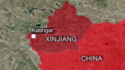 Graphic of map showing Xinjiang