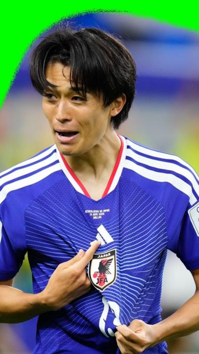 Keito Nakamura celebrates scoring an equaliser for Japan against Netherlands in their Group F fixture in the 2026 World Cup