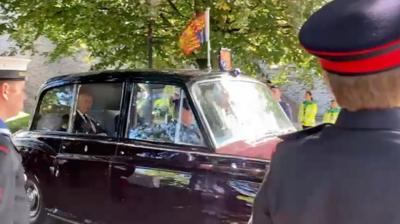 This was the moment King Charles III arrived at Cardiff Castle with Camilla, the Queen Consort