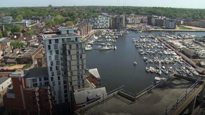 View over looking Ipswich waterfront