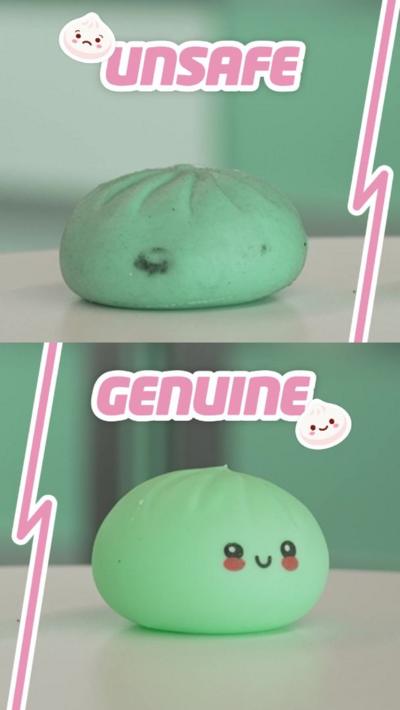 Two squishies with the words safe and unsafe
