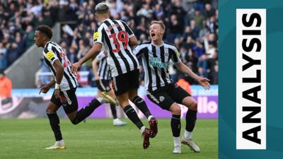 Newcastle United celebrate Joe Willock's goal