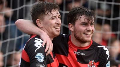 Crusaders goalscorers Billy Joe Burns and Philip Lowry