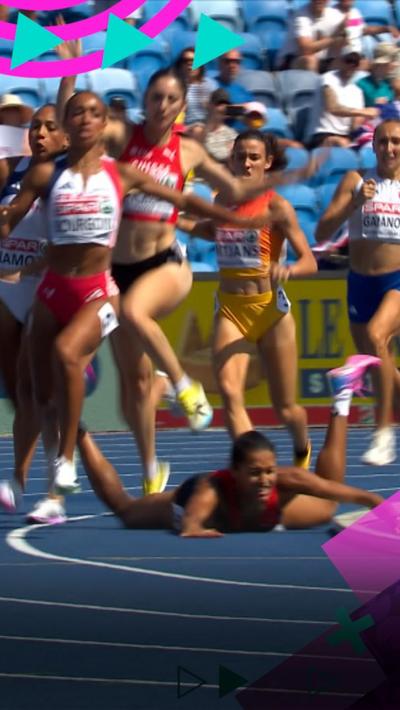 Audrey Werro on the ground during her 800m semi-final