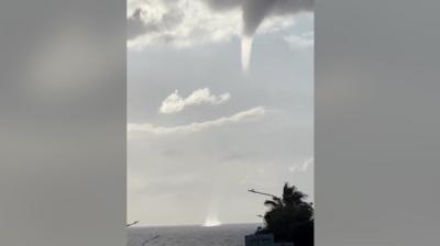 A waterspout over the sea in Cyprus