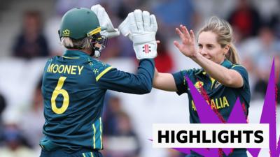 Beth Mooney reacts to a successful match against Netherlands in the Women's T20 World Cup