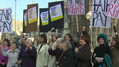 Women protesting at Westminster