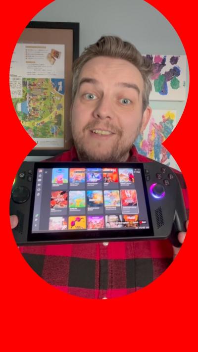 Tom Gerken holding an ROG Xbox Ally console