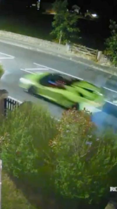 A green supercar spotted on CCTV footage
