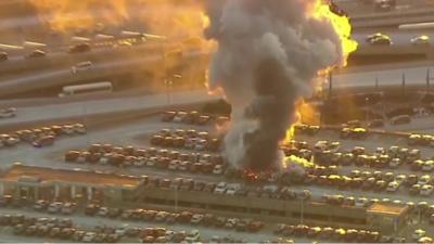 Fire at Newark Airport roof-top car park