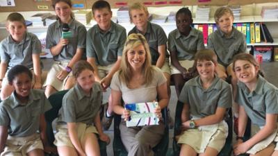 Jenny with school pupils in South Africa