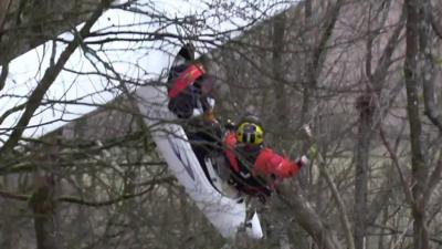 Crashed glider pilot winched to safety