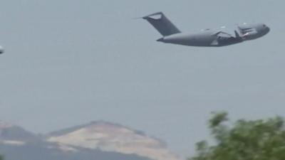 RAF C-17 leaving Tunis