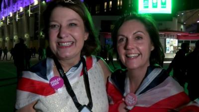 British fans outside the Eurovision Song Contest in Sweden