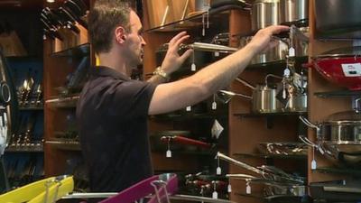 Man in cookery store