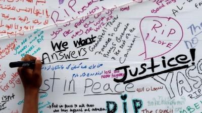 Memorial wall in west London