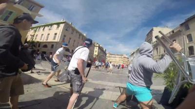 Footage shows the attacks on England supporters in Marseille