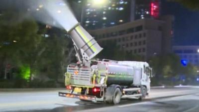 Disinfectant truck in Wuhan