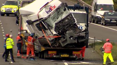 Lorry wreckage