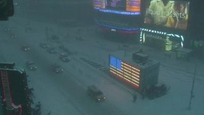 Time Square in the snow