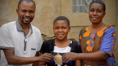 Francoise standing with her award