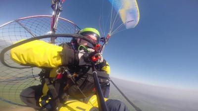 Giles Fowler and his paramotor