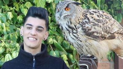 Bailey Lister with an owl