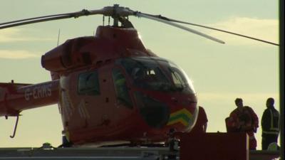 An air ambulance helicopter