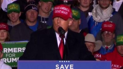 Donald Trump at a rally in Iowa