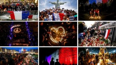 Grid showing images of vigils from around the world