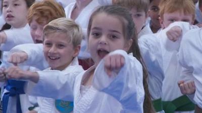 children doing karate