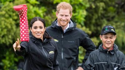 Meghan throwing a welly