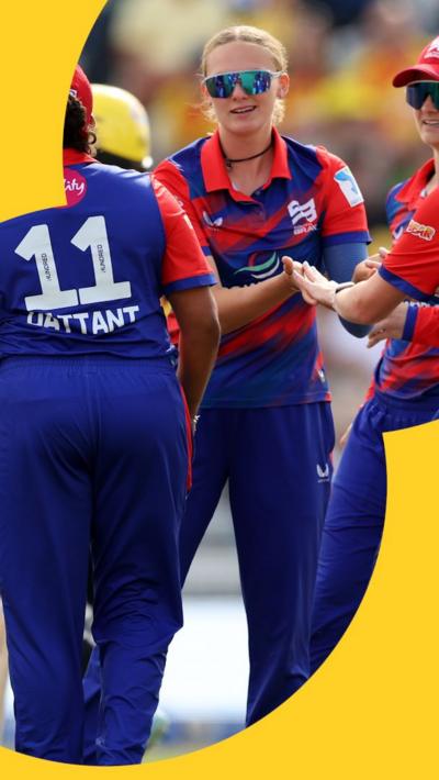 Tilly Corteen-Coleman celebrates her wicket with Southern Brave fielders