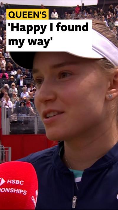 Elena Rybakina speaking on court