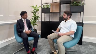 Online Safety Minister Kanishka Narayan speaking to Ricky.