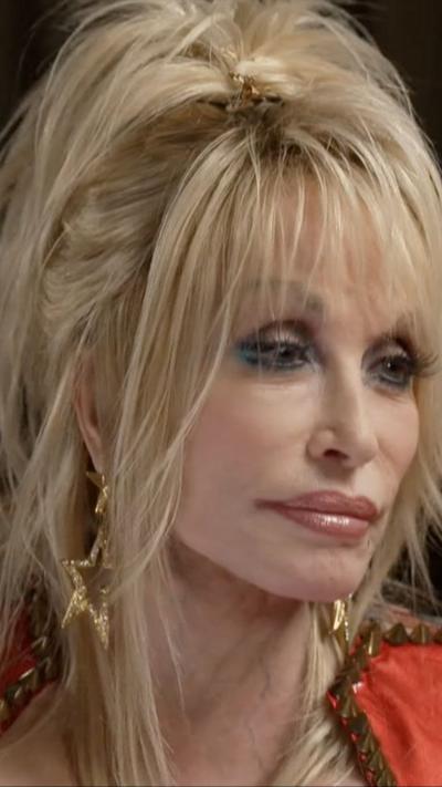 Dolly looks to the right during interview on BBC Breakfast