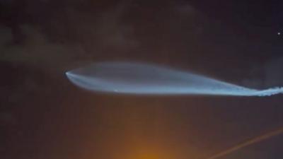 SpaceX rocket is seen in the sky.