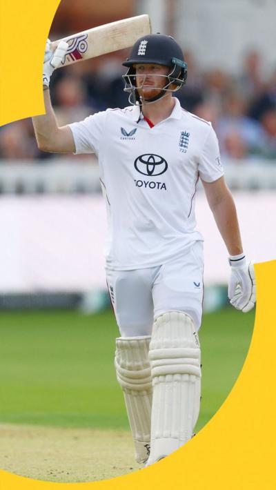 Jordan Cox holds his bat up to celebrate scoring a half-century