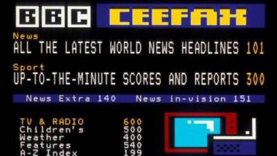 Image of 90s TV text service: Ceefax