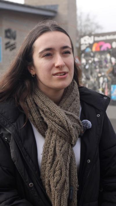 A woman with brown hair