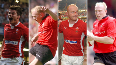 L-R: Harry Robinson, Neil Jenkins, Martyn Williams and Tom Shanklin 