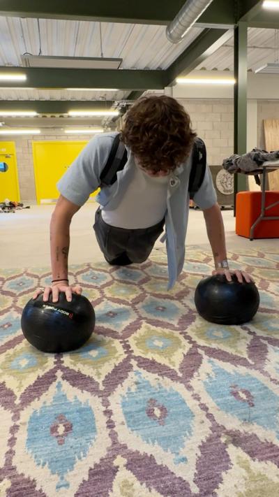 Joel doing push ups.