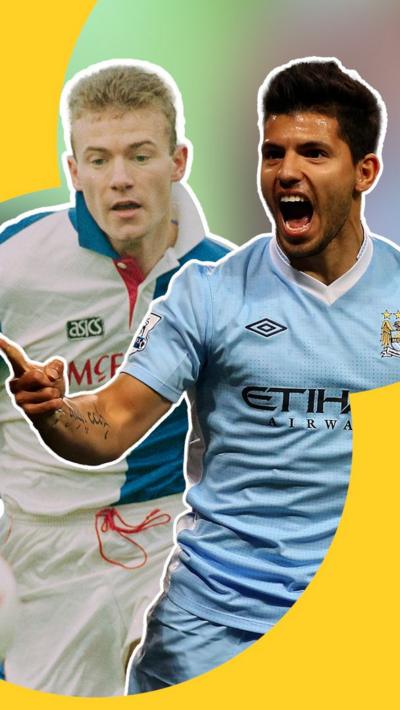 Alan Shearer and Sergio Aguero on their Premier League debuts